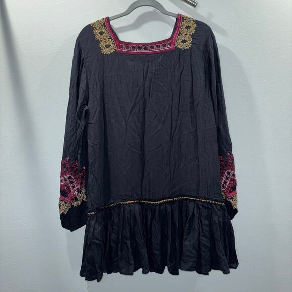 Free People Wild One Black Embroidered Boho Tunic Dress | Size Small - Picture 8 of 15